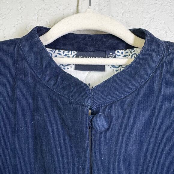MADISON MATHEWS Jacket Medium Corduroy Quilted Mandarin Collar Loop Button - Picture 5 of 14